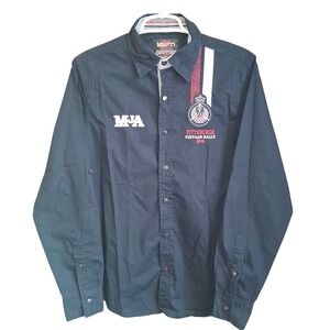 Mufti Jeans Couture Pittsburgh Vintage Rally Button Up LS Shirt Medium Racing